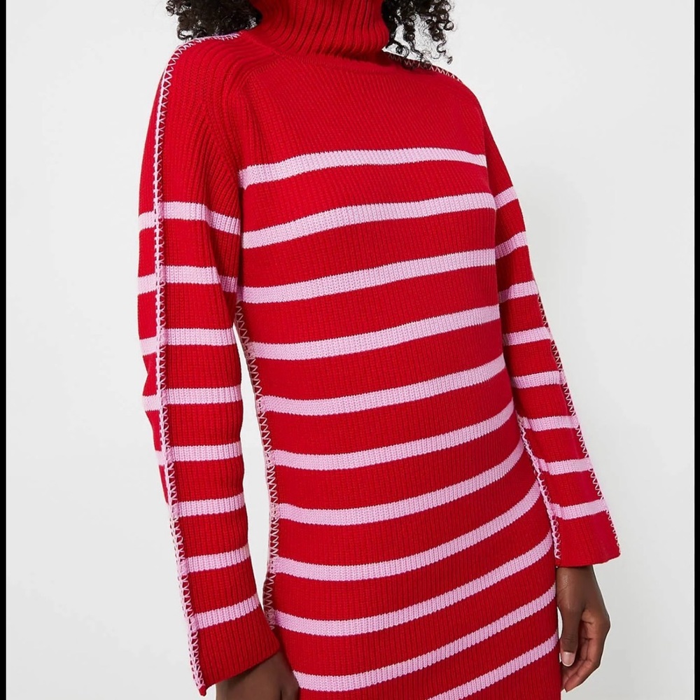 Tuckernuck Hyacinth House Red/Pink Emsley Turtleneck Sweater Dress, Size S